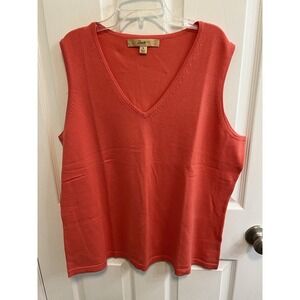 Motto 1X Sleeveless V Neck Sweater / Vest Orange Red Cotton Nylon Blend Preowned